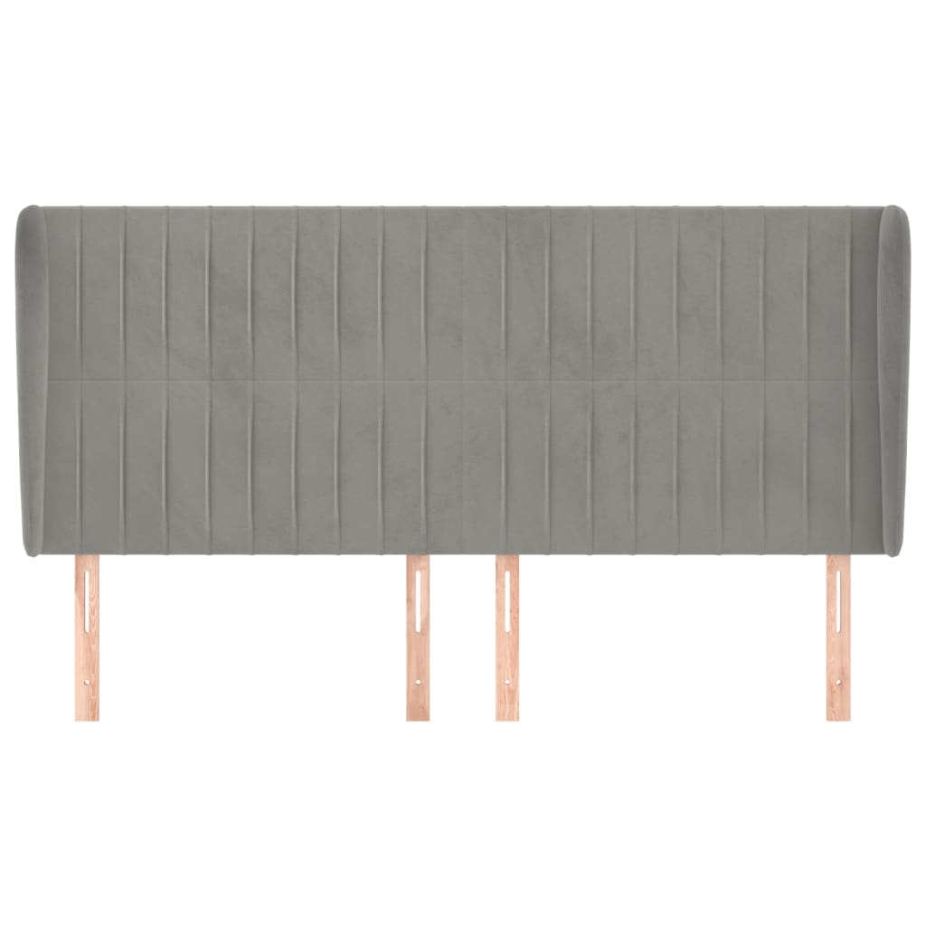 Testiera ad Orecchio Grigio Chiaro 203x23x118/128 cm in Velluto