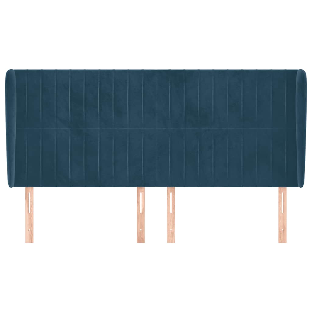 Testiera ad Orecchio Blu Scuro 203x23x118/128 cm in Velluto