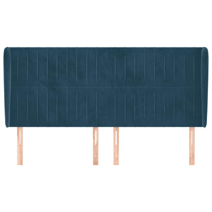 Testiera ad Orecchio Blu Scuro 203x23x118/128 cm in Velluto