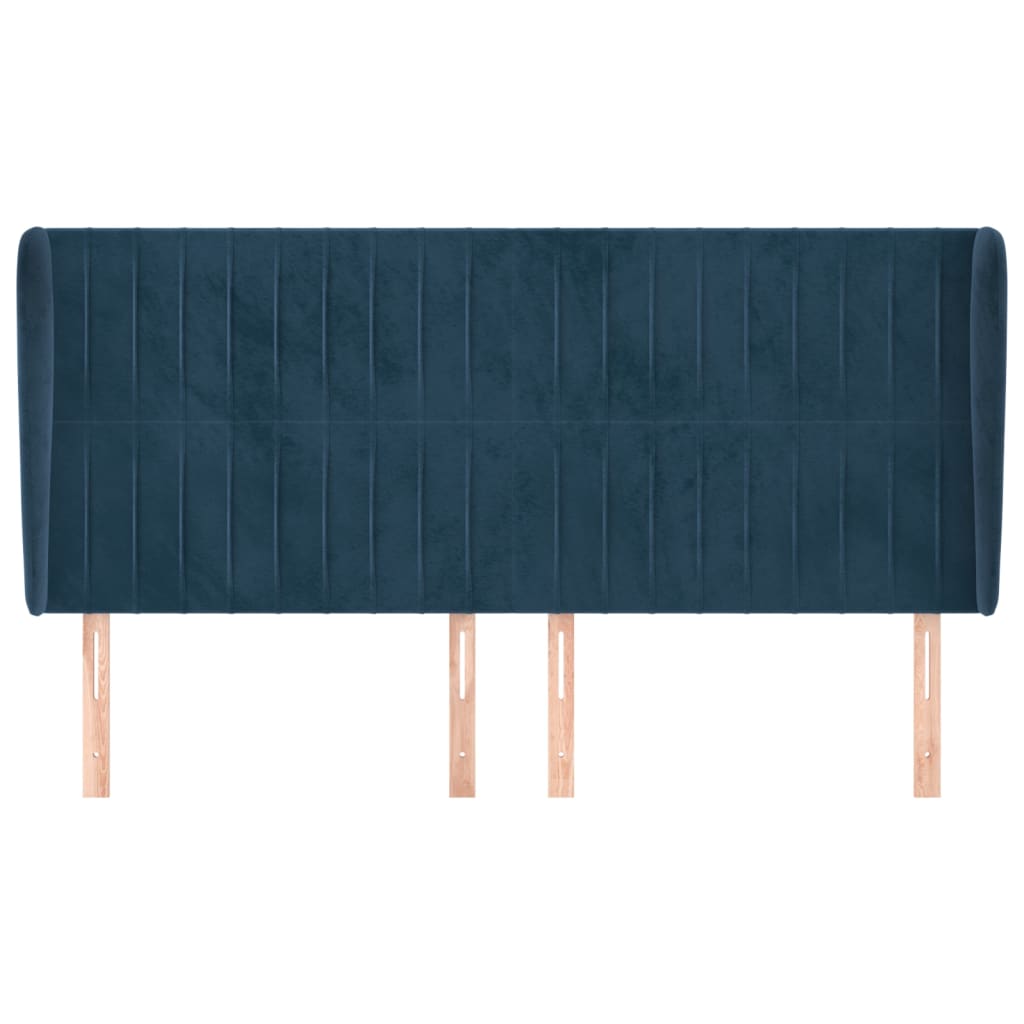 Testiera ad Orecchio Blu Scuro 203x23x118/128 cm in Velluto