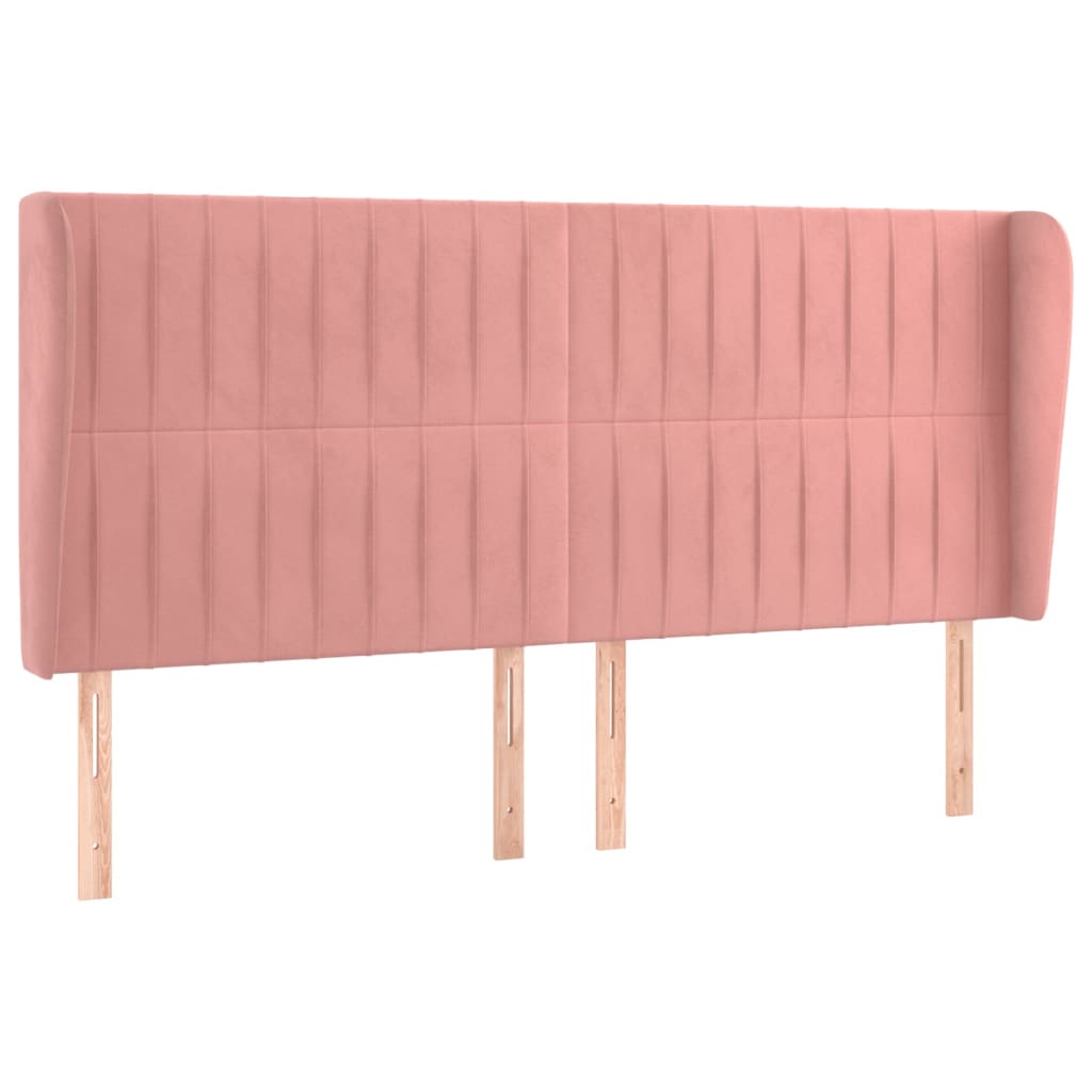 Testiera ad Orecchio Rosa 203x23x118/128 cm in Velluto