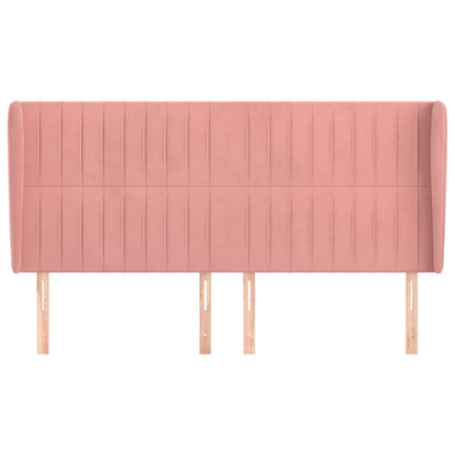 Testiera ad Orecchio Rosa 203x23x118/128 cm in Velluto