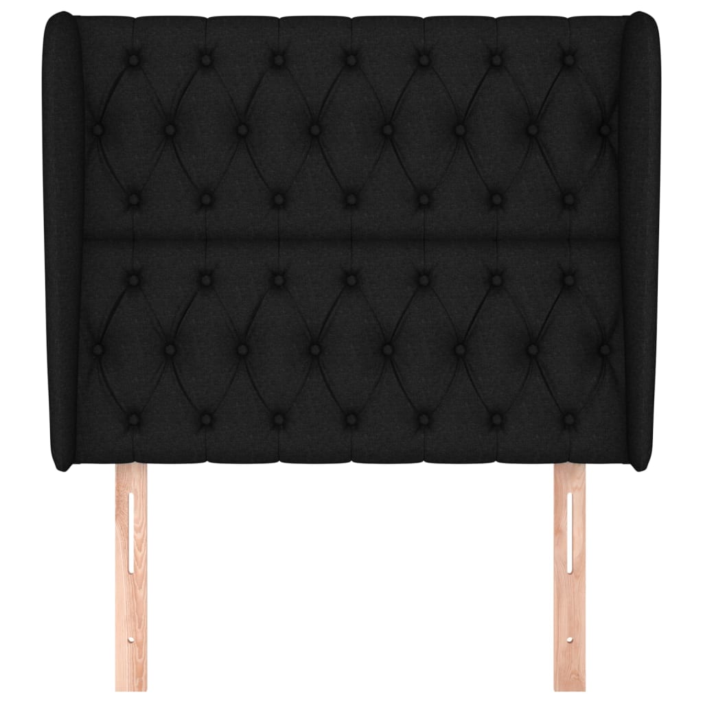 Testiera ad Orecchio Nera 93x23x118/128 cm in Tessuto