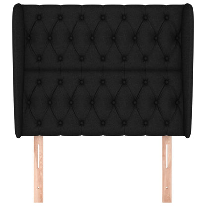 Testiera ad Orecchio Nera 93x23x118/128 cm in Tessuto
