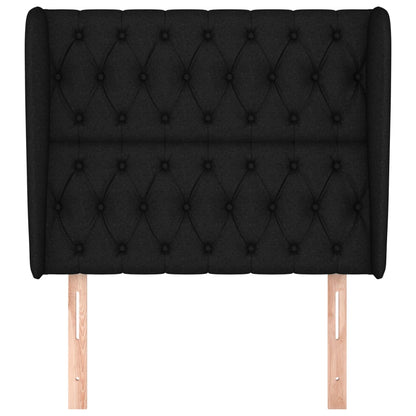 Testiera ad Orecchio Nera 103x23x118/128 cm in Tessuto