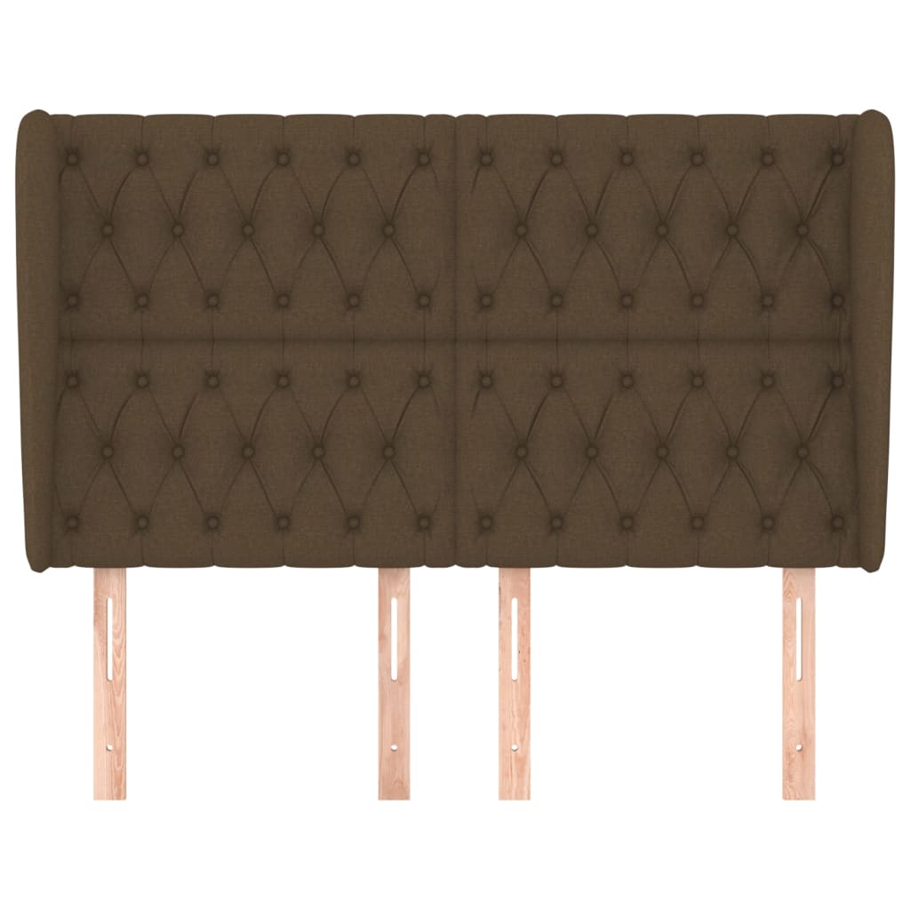 Testiera ad Orecchio Marrone Scuro 163x23x118/128 cm in Tessuto