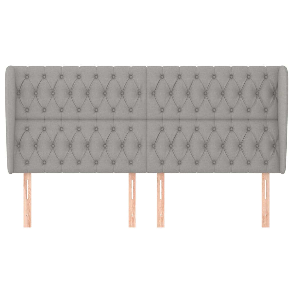 Testiera ad Orecchio Grigio Chiaro 203x23x118/128 cm in Tessuto