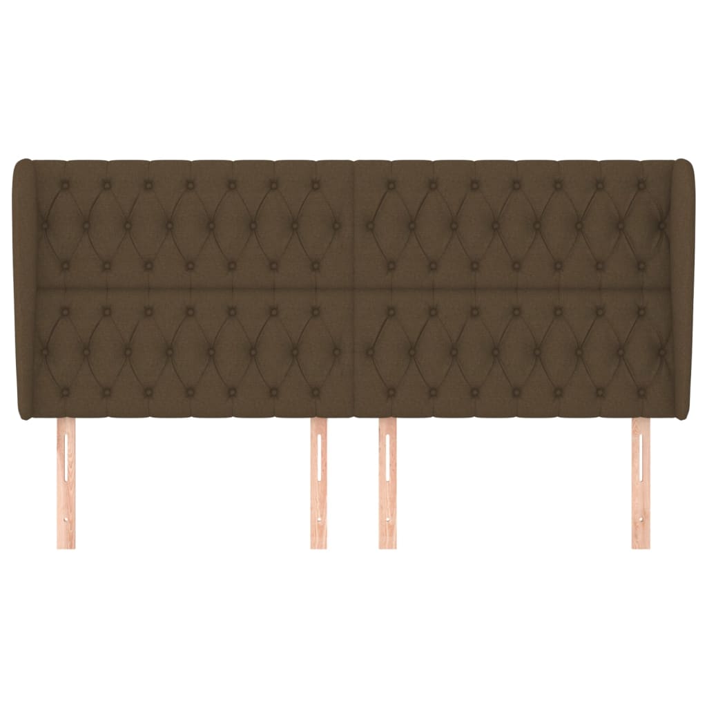 Testiera ad Orecchio Marrone Scuro 203x23x118/128 cm in Tessuto