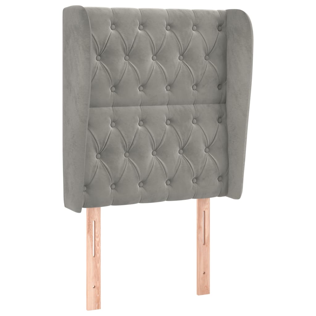 Testiera ad Orecchio Grigio Chiaro 83x23x118/128 cm in Velluto