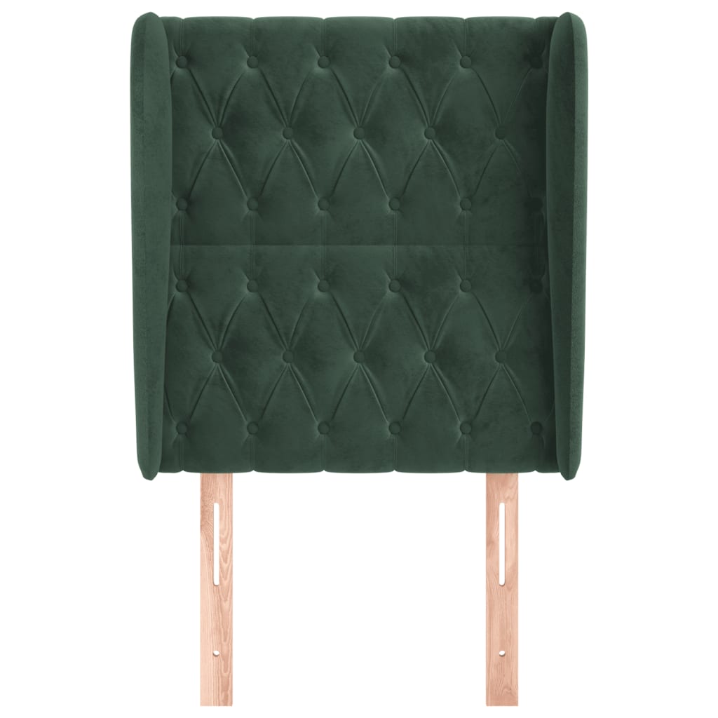 Testiera ad Orecchio Verde Scuro 83x23x118/128 cm in Velluto