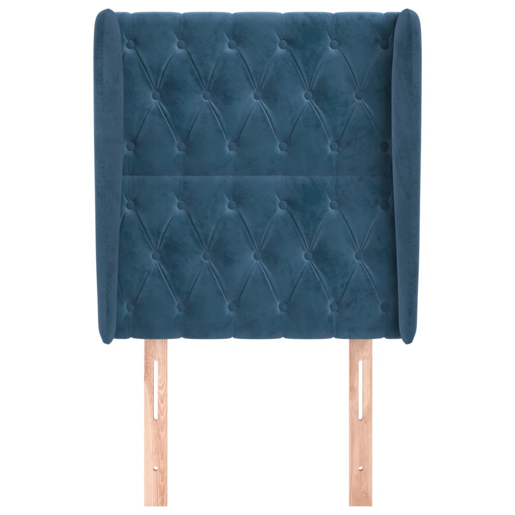 Testiera ad Orecchio Blu Scuro 83x23x118/128 cm in Velluto