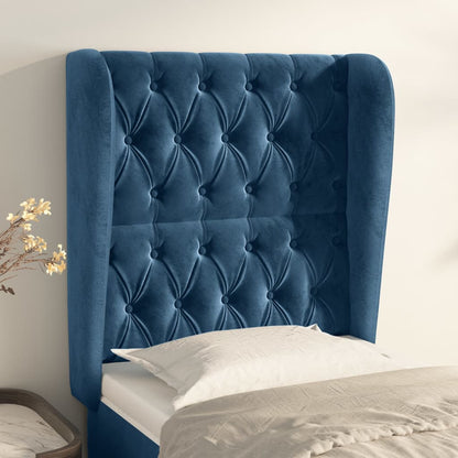 Testiera ad Orecchio Blu Scuro 83x23x118/128 cm in Velluto