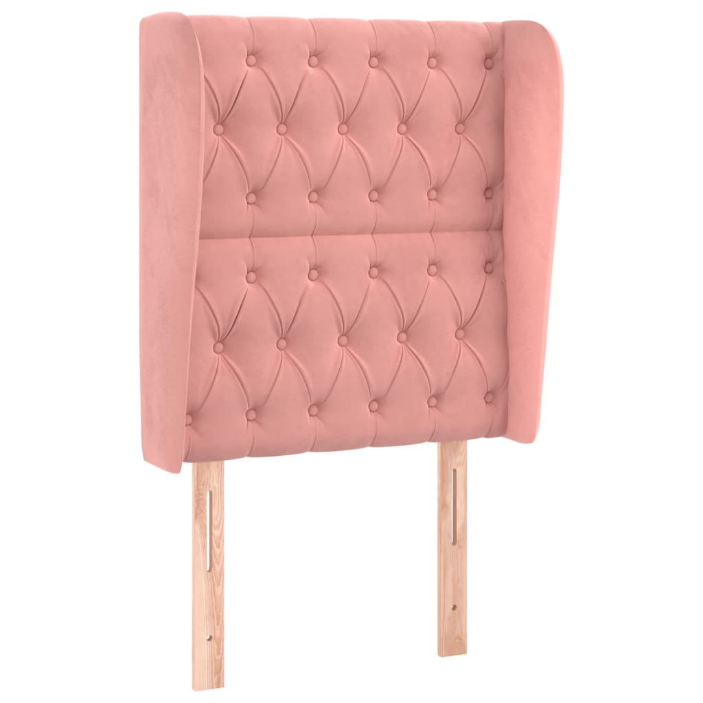 Testiera ad Orecchio Rosa 83x23x118/128 cm in Velluto