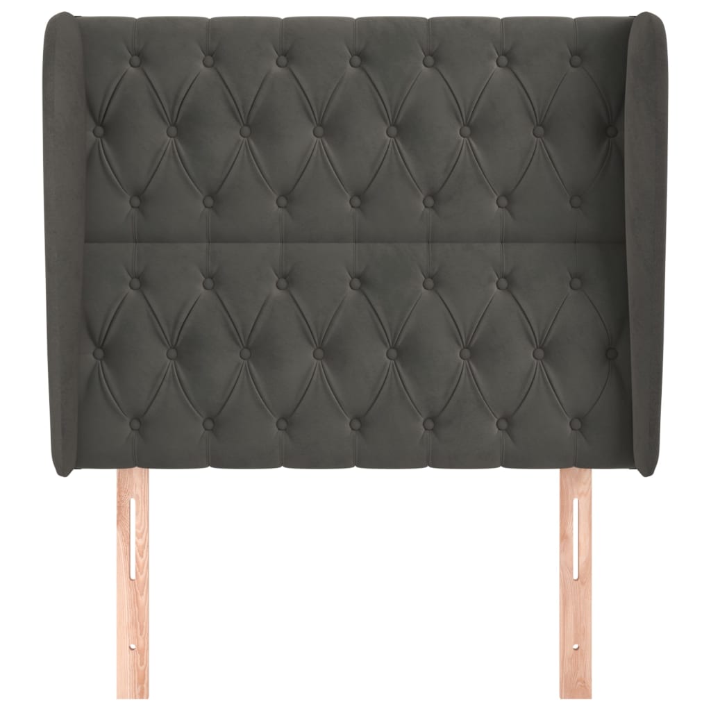 Testiera ad Orecchio Grigio Scuro 93x23x118/128 cm in Velluto