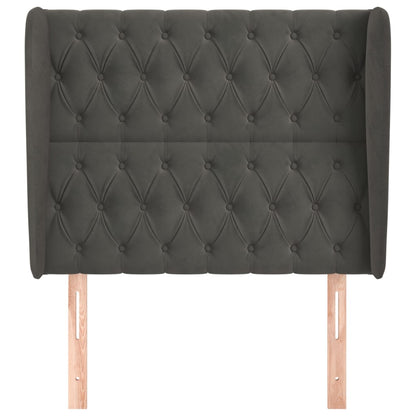 Testiera ad Orecchio Grigio Scuro 93x23x118/128 cm in Velluto