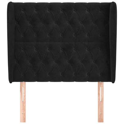 Testiera ad Orecchio Nera 93x23x118/128 cm in Velluto