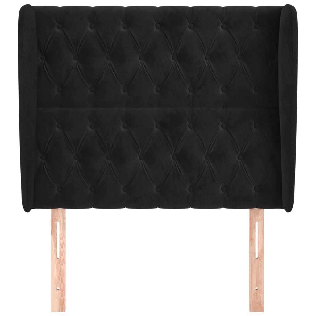 Testiera ad Orecchio Nera 93x23x118/128 cm in Velluto