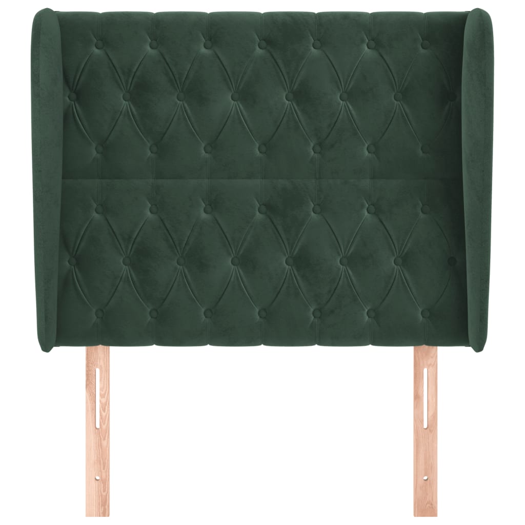 Testiera ad Orecchio Verde Scuro 93x23x118/128 cm in Velluto