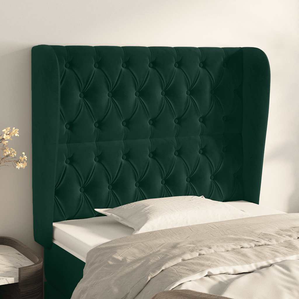 Testiera ad Orecchio Verde Scuro 93x23x118/128 cm in Velluto