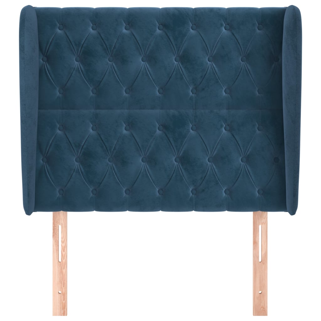Testiera ad Orecchio Blu Scuro 93x23x118/128 cm in Velluto