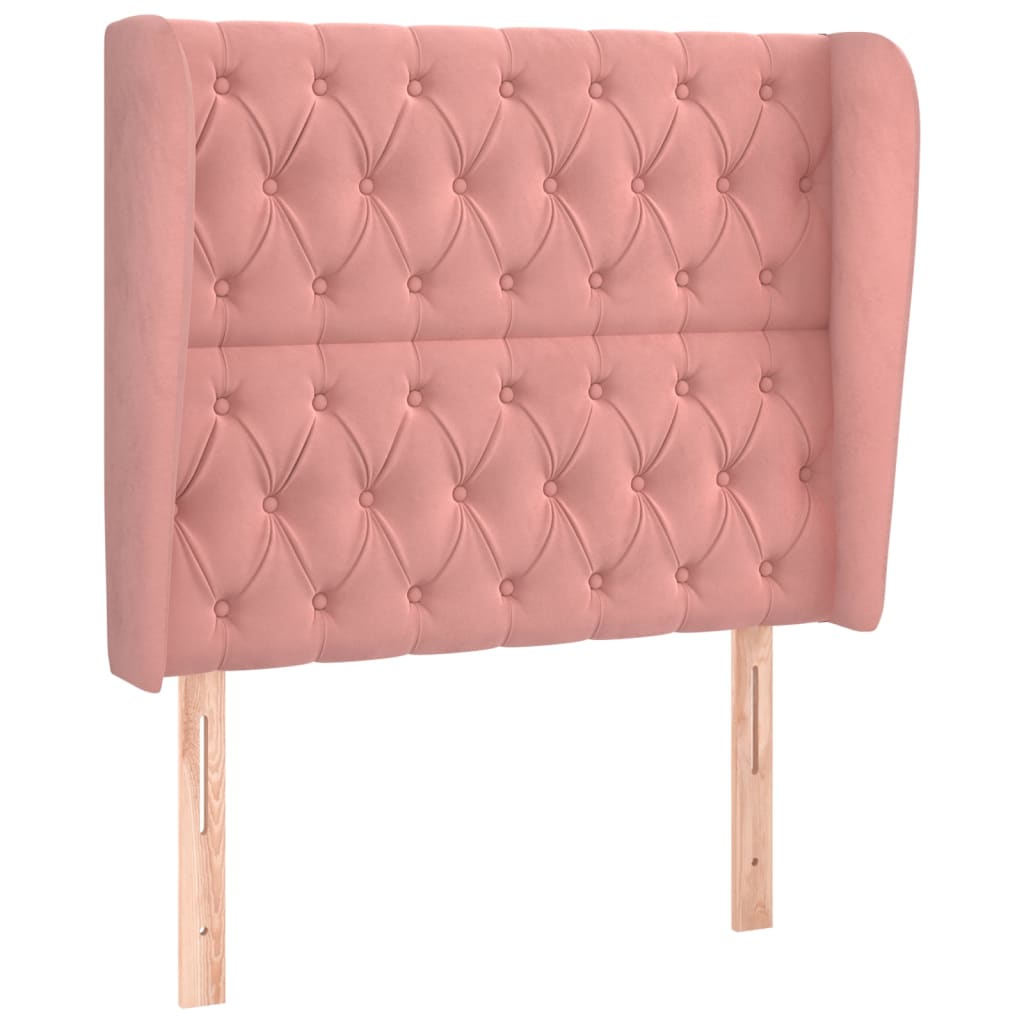 Testiera ad Orecchio Rosa 93x23x118/128 cm in Velluto