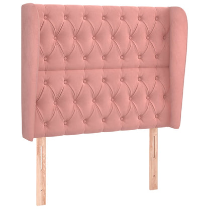Testiera ad Orecchio Rosa 93x23x118/128 cm in Velluto
