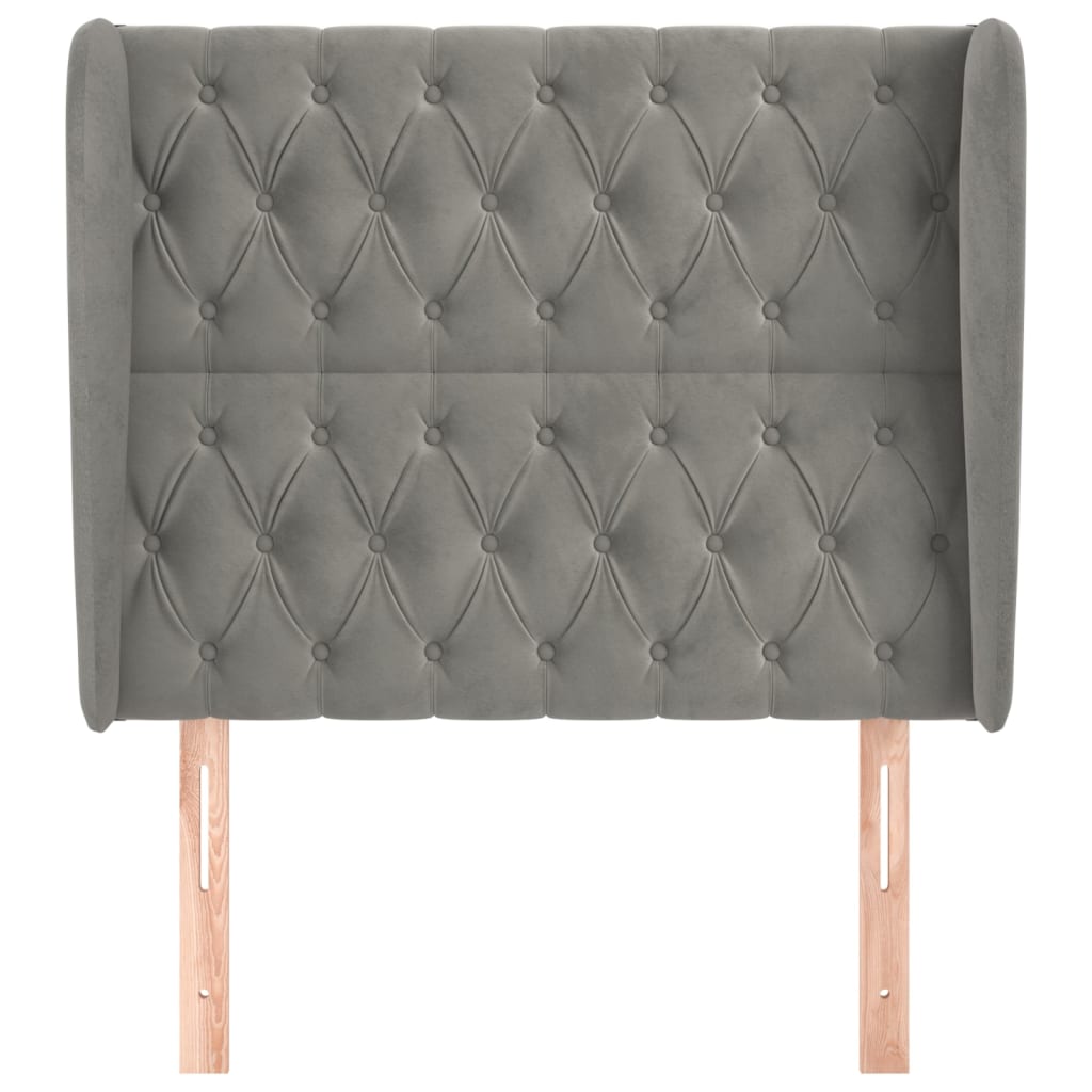 Testiera ad Orecchio Grigio Chiaro 103x23x118/128 cm in Velluto