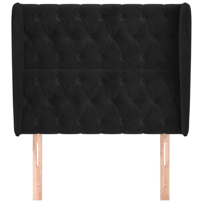 Testiera ad Orecchio Nera 103x23x118/128 cm in Velluto