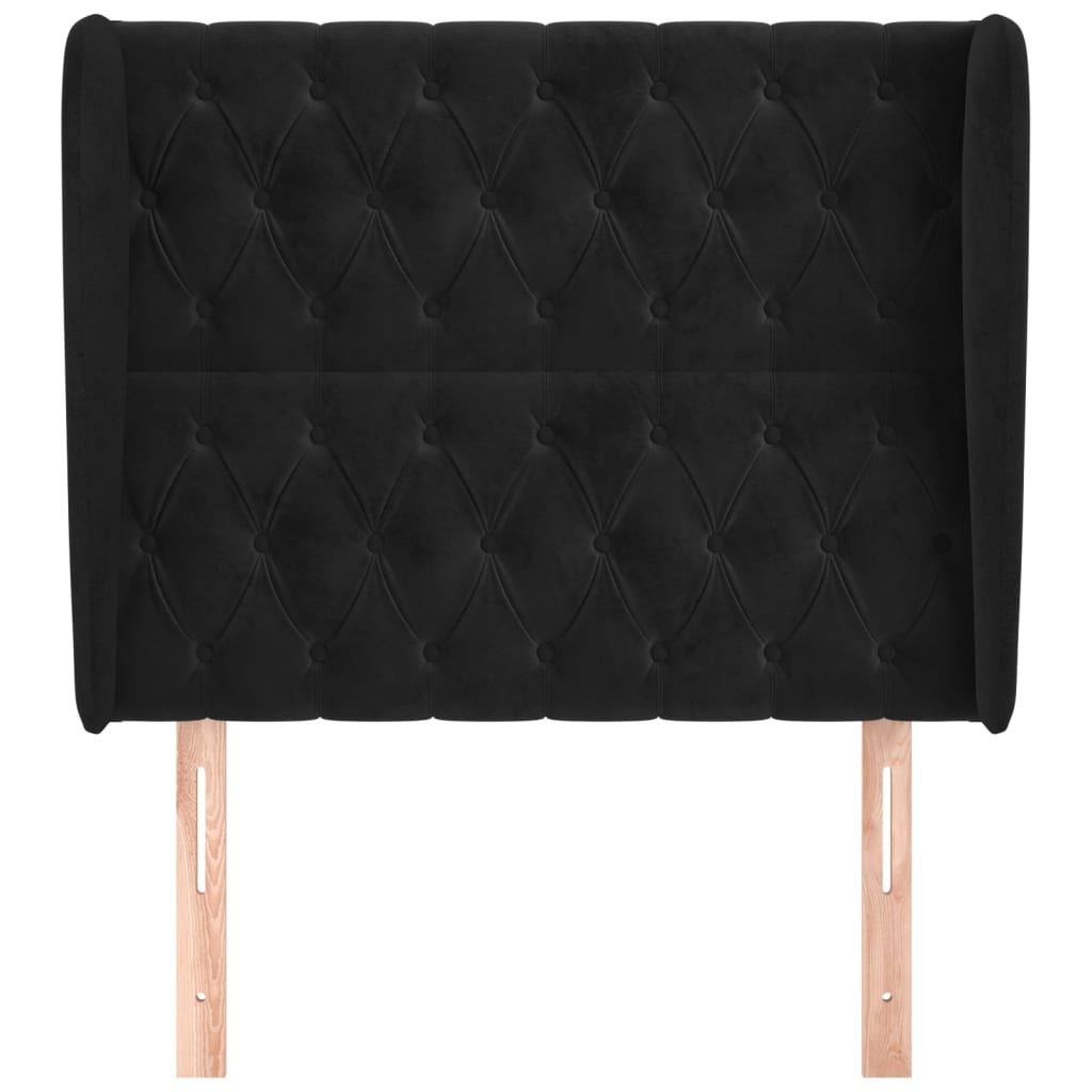 Testiera ad Orecchio Nera 103x23x118/128 cm in Velluto