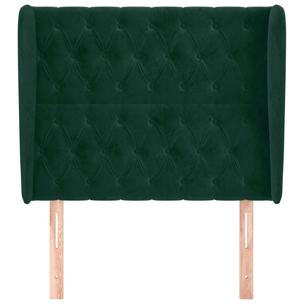 Testiera ad Orecchio Verde Scuro 103x23x118/128cm in Velluto
