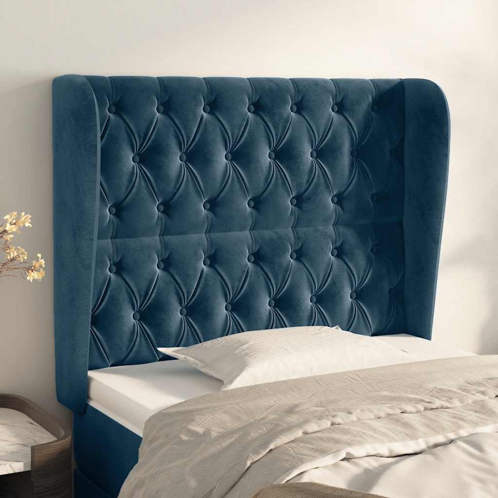 Testiera ad Orecchio Blu Scuro 103x23x118/128 cm in Velluto