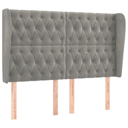 Testiera ad Orecchio Grigio Chiaro 147x23x118/128 cm in Velluto