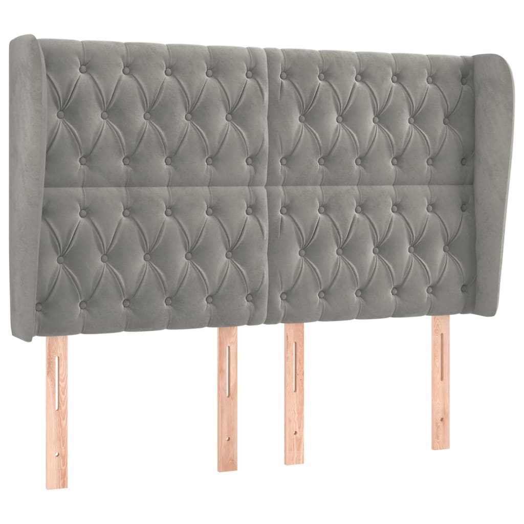 Testiera ad Orecchio Grigio Chiaro 147x23x118/128 cm in Velluto