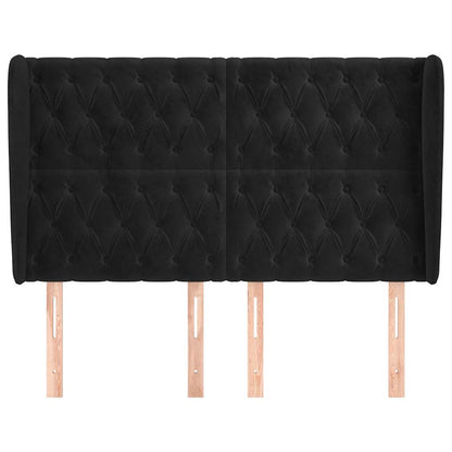 Testiera ad Orecchio Nera 147 x 23 x 118/128 cm in Velluto