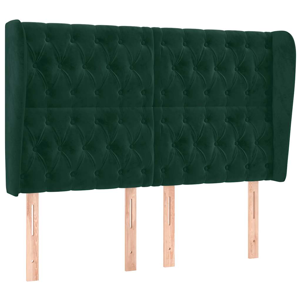 Testiera ad Orecchio Verde Scuro 147x23x118/128cm in Velluto