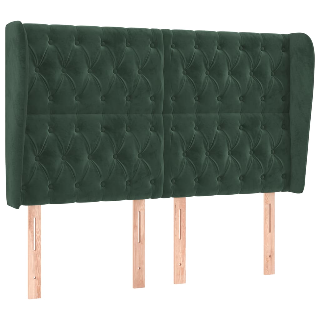 Testiera ad Orecchio Verde Scuro 147x23x118/128cm in Velluto