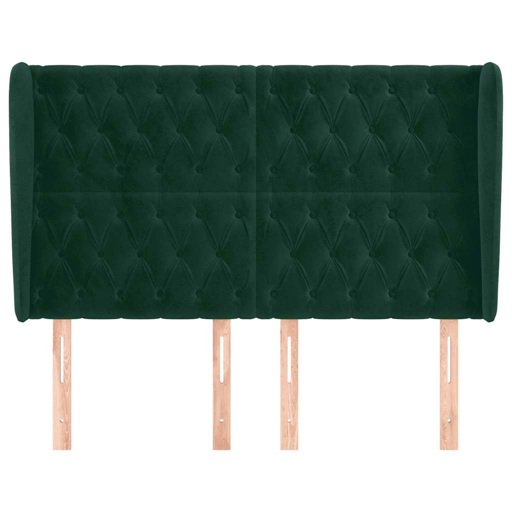 Testiera ad Orecchio Verde Scuro 147x23x118/128cm in Velluto