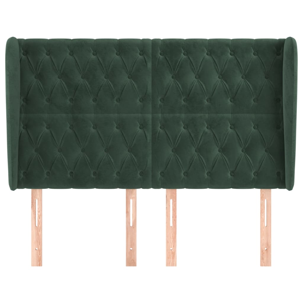 Testiera ad Orecchio Verde Scuro 147x23x118/128cm in Velluto