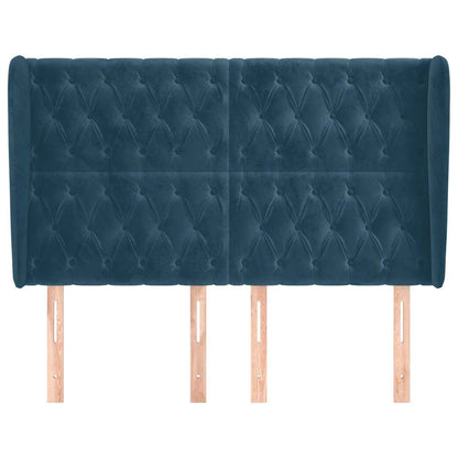 Testiera ad Orecchio Blu Scuro 147x23x118/128cm in Velluto