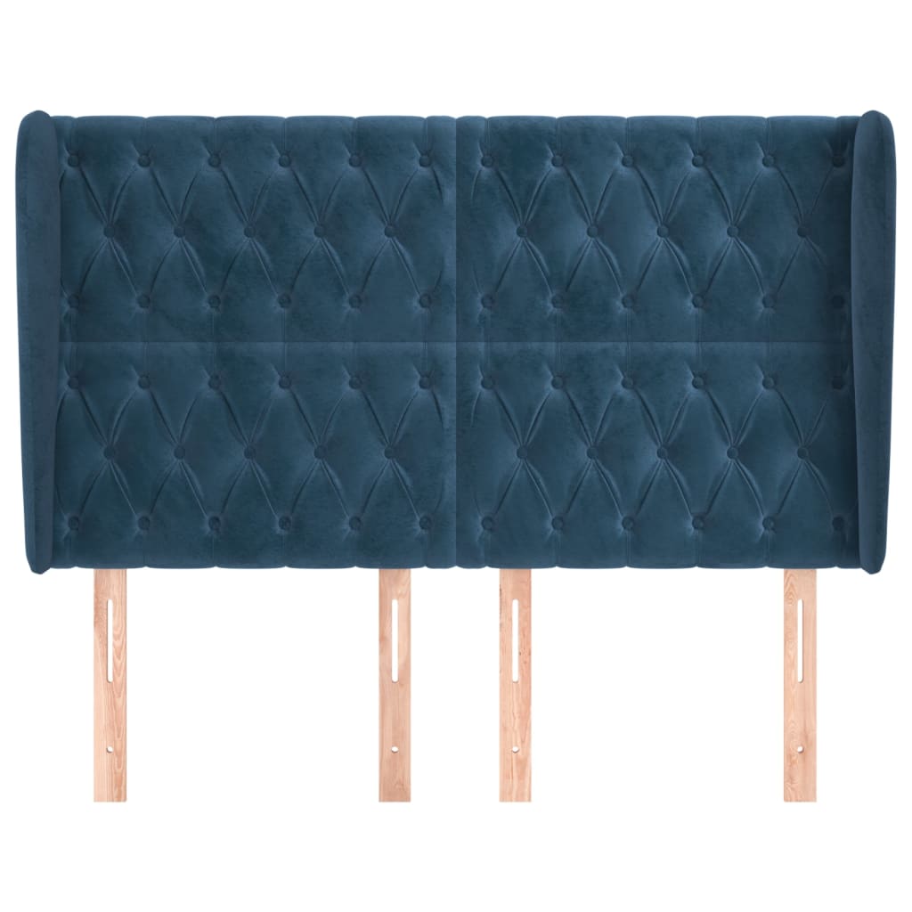 Testiera ad Orecchio Blu Scuro 147x23x118/128cm in Velluto