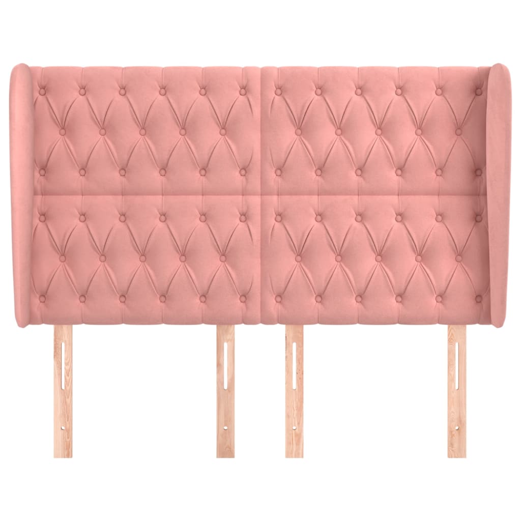 Testiera ad Orecchio Rosa 147x23x118/128 cm in Velluto