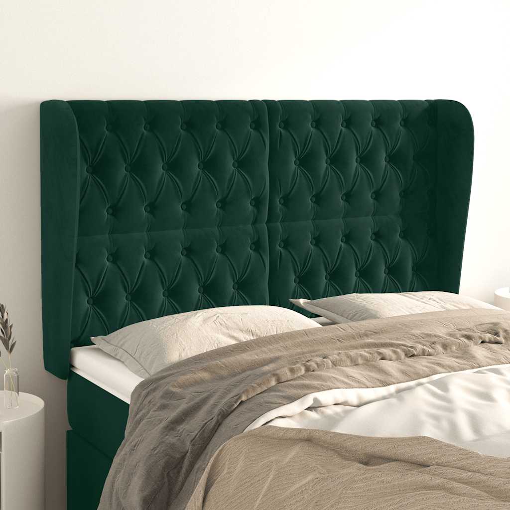 Testiera ad Orecchio Verde Scuro 163x23x118/128cm in Velluto