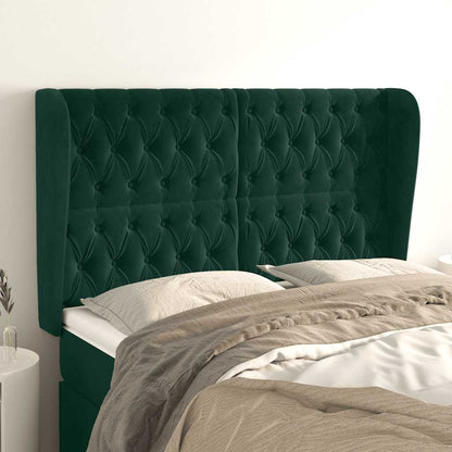 Testiera ad Orecchio Verde Scuro 163x23x118/128cm in Velluto