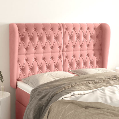 Testiera ad Orecchio Rosa 163x23x118/128 cm in Velluto