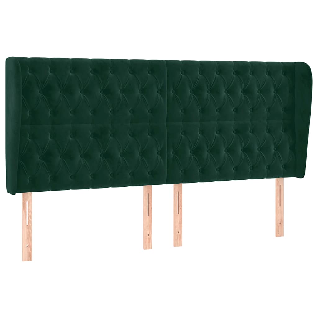 Testiera ad Orecchio Verde Scuro 183x23x118/128cm in Velluto