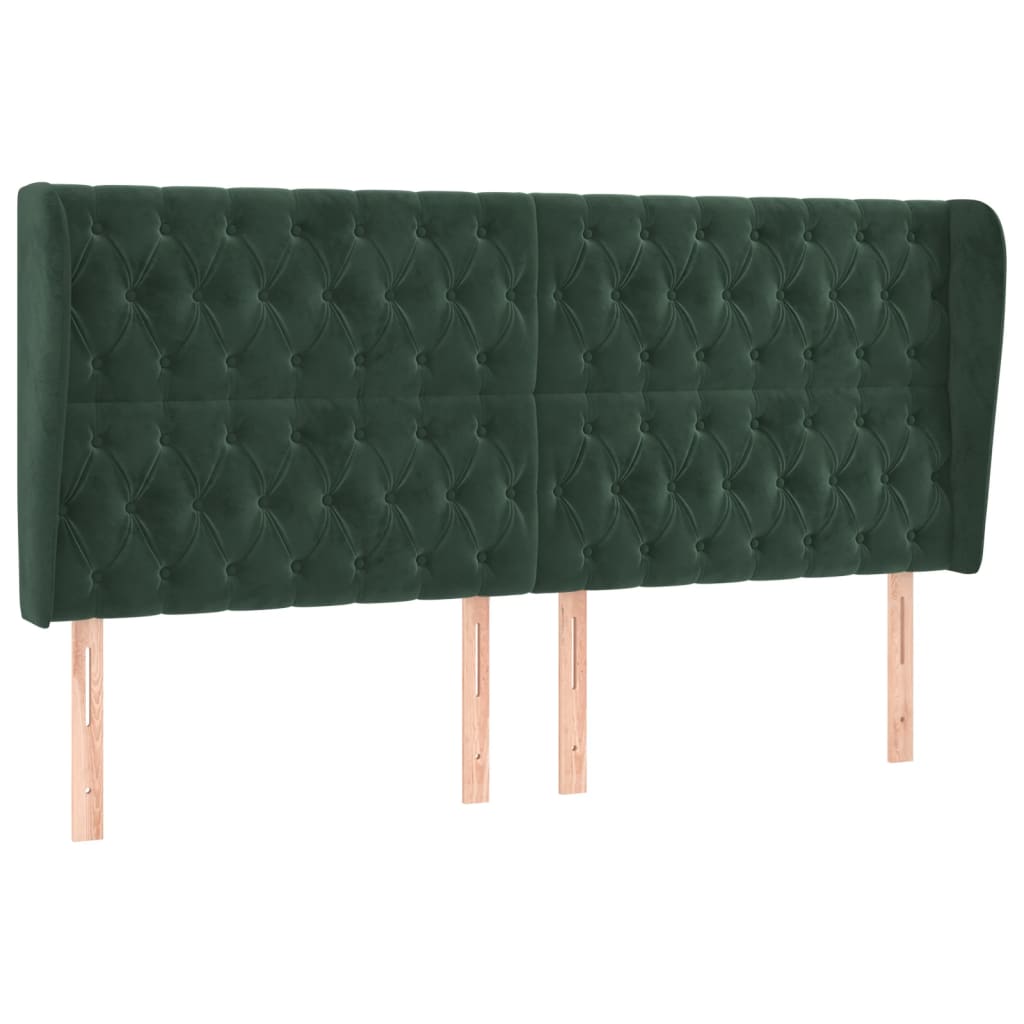 Testiera ad Orecchio Verde Scuro 183x23x118/128cm in Velluto