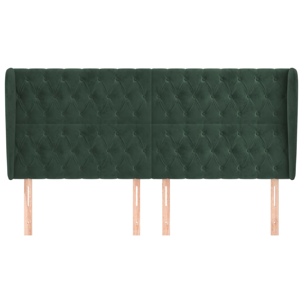 Testiera ad Orecchio Verde Scuro 183x23x118/128cm in Velluto
