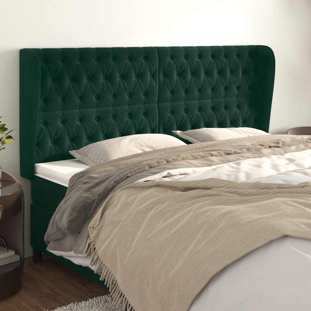 Testiera ad Orecchio Verde Scuro 183x23x118/128cm in Velluto