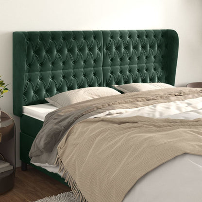 Testiera ad Orecchio Verde Scuro 183x23x118/128cm in Velluto