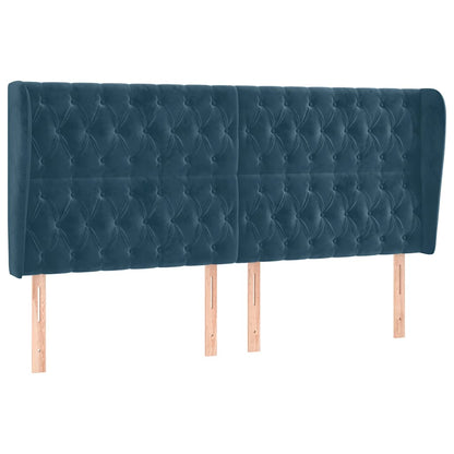 Testiera ad Orecchio Blu Scuro 183x23x118/128 cm in Velluto